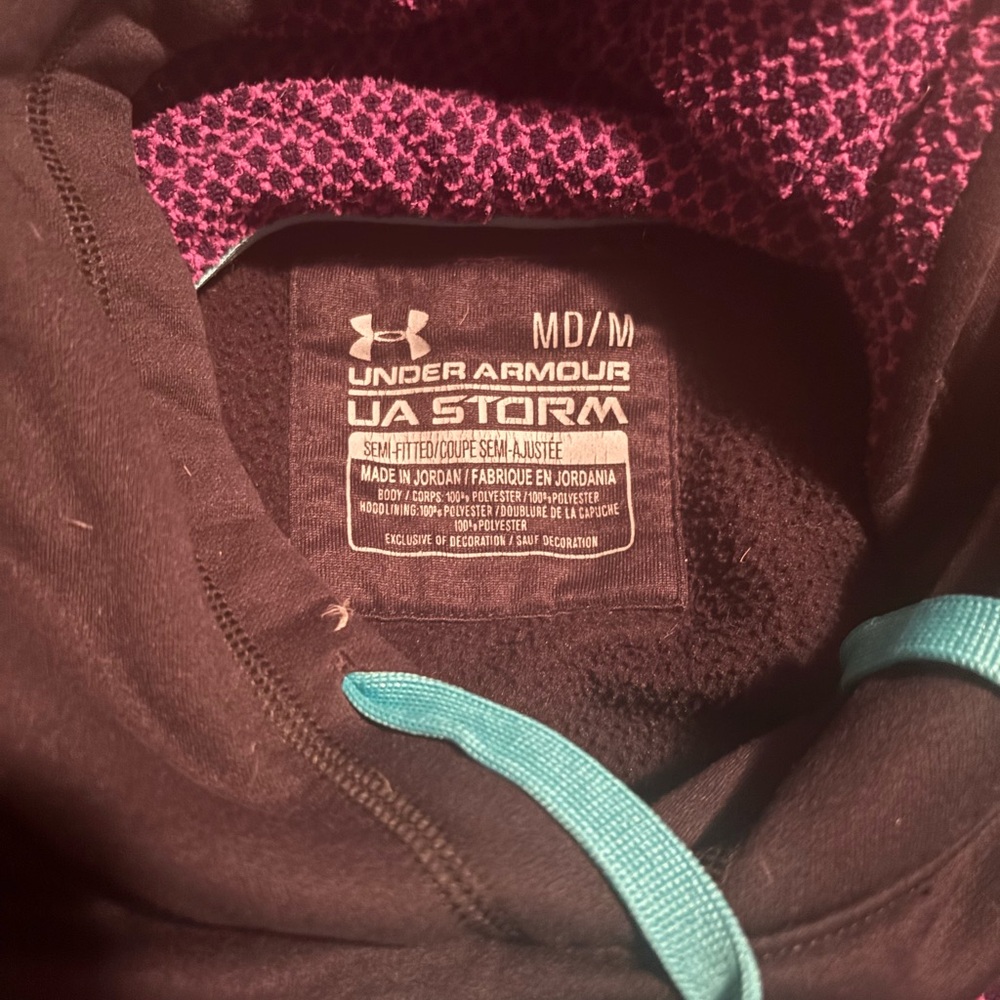 Under Armour Black Hoodie with Pink and Teal Accents